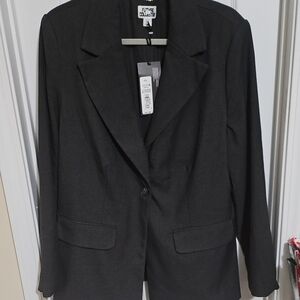 Future Collective Nipped Waist Charcoal Black Blazer